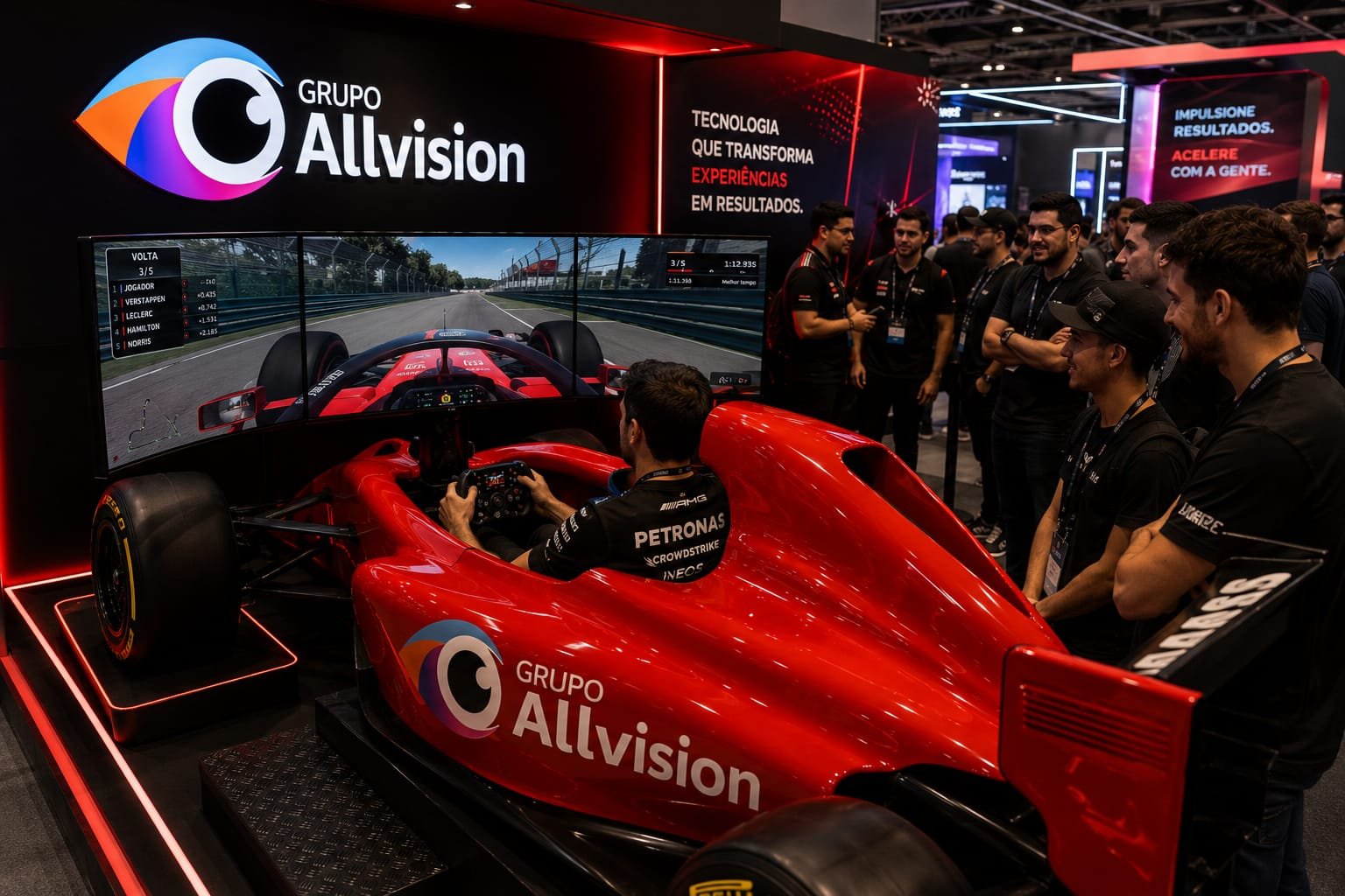 Aluguel de Óculos VR, Totem Touch Screen com Gamificação, Simulador de Fórmula 1 e Totem Interativo para a ENAF Floripa 2026