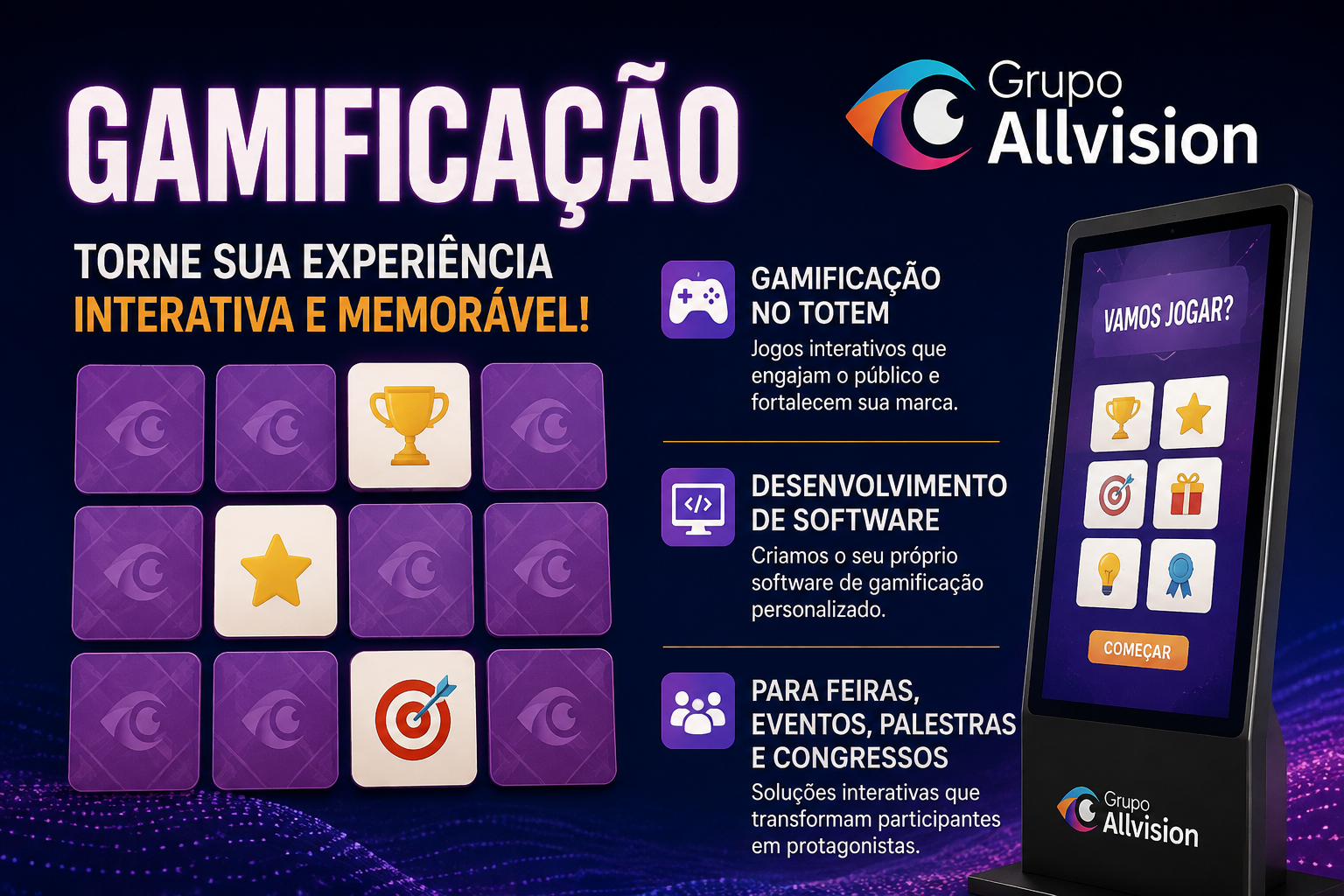 Aluguel de Óculos VR, Totem Touch Screen com Gamificação, Simulador de Fórmula 1 e Totem Interativo para a ENAF Floripa 2026